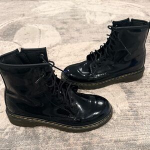 Dr. Martens Shiny Black Kids Lace-Up Boots